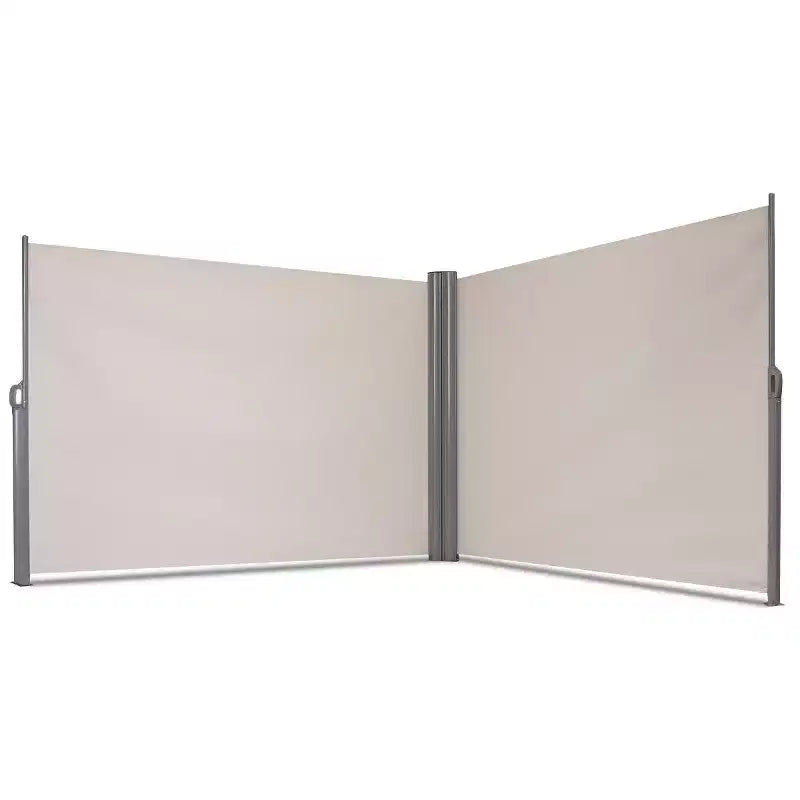 Costway 237 x 71 H Paravento Laterale Avvolgibile Doppio Pieghevole da Patio Divisorio Beige