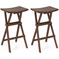 Costway Bar Stools Set of 2 30 Folding Bar Height Stools w/ Saddle Seat & Footrest