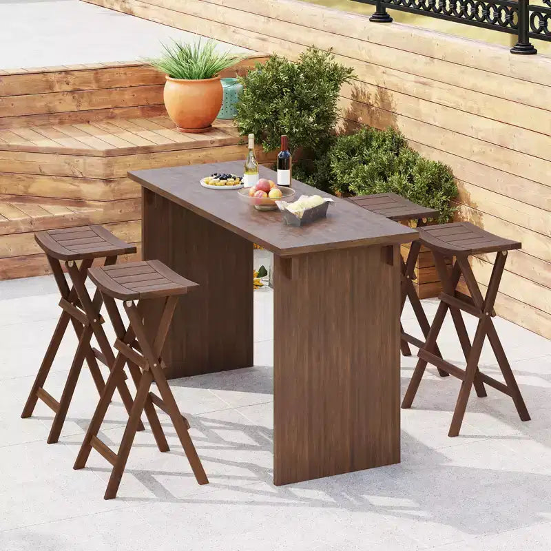 Costway Set di 2 Sgabelli da Bar Pieghevoli Alti 76 cm con Sedile a Sella e Poggiapiedi