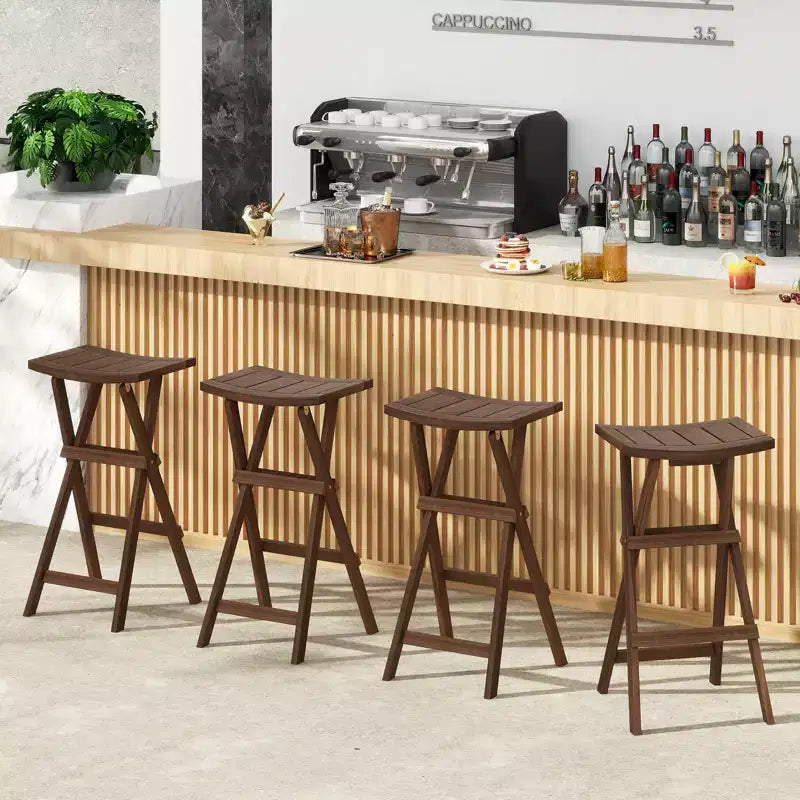 Costway Set di 2 Sgabelli da Bar Pieghevoli Alti 76 cm con Sedile a Sella e Poggiapiedi