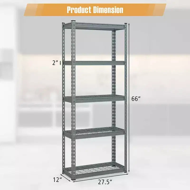 Costway Scaffale Metallico a 5 Ripiani (2 Pezzi) Carico Pesante con Piedini Antiscivolo