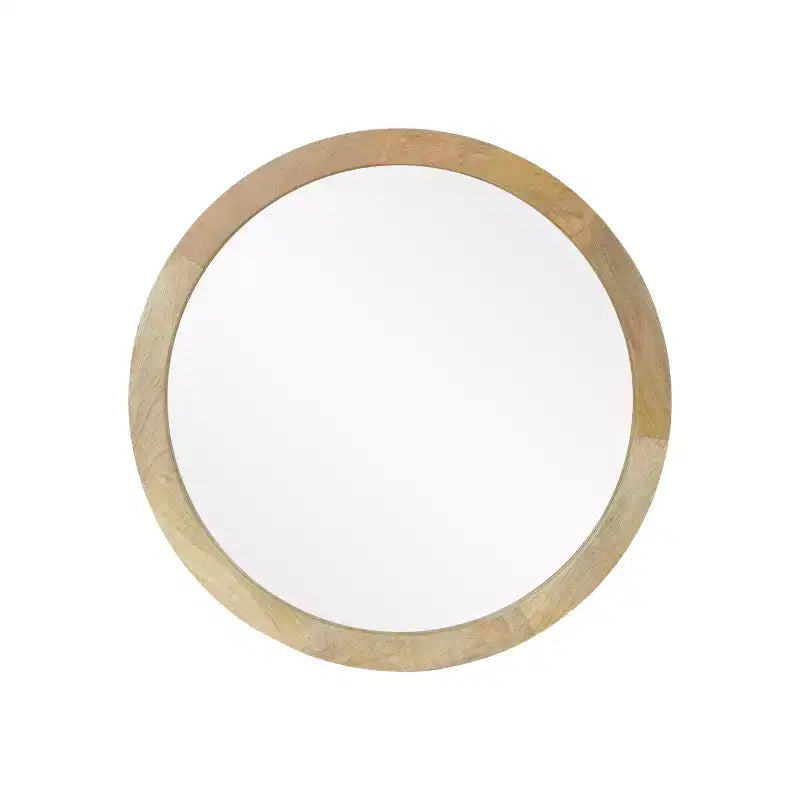 Specchio da parete rotondo in legno di mango lavorato a mano Christopher Knight Home Cheval Modern