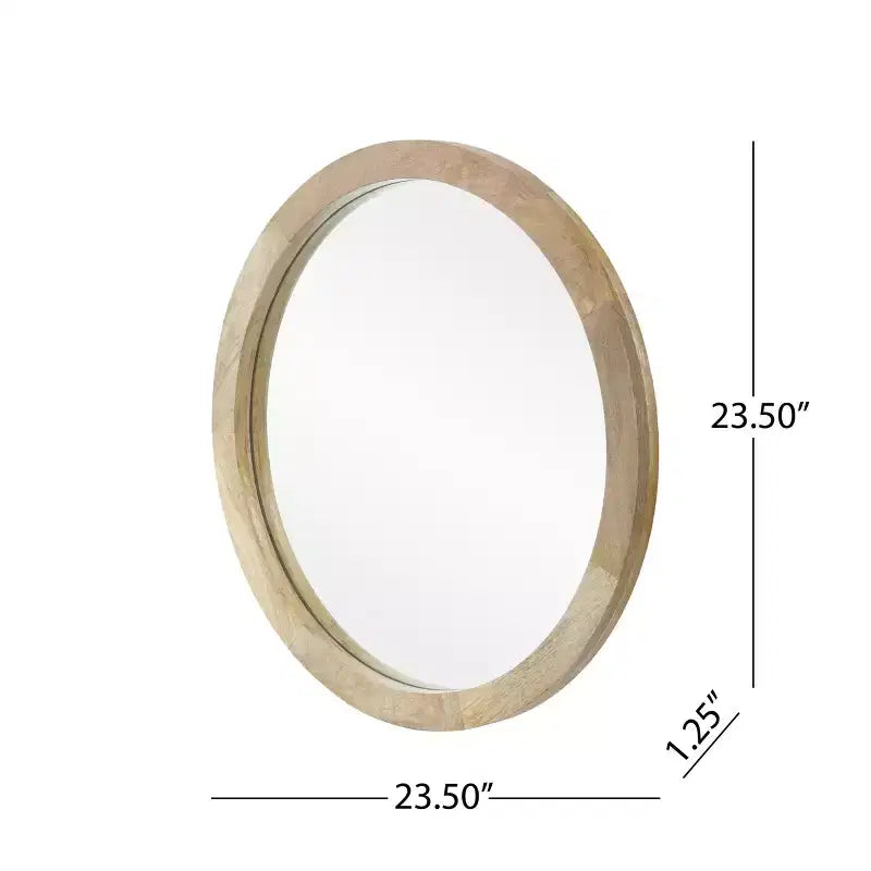 Specchio da parete rotondo in legno di mango lavorato a mano Christopher Knight Home Cheval Modern