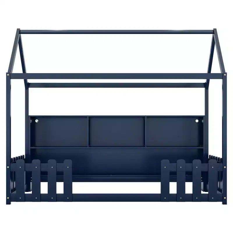 TUYOHW Letto a pavimento singolo per bambini con luce LED, moderno letto Montessori in metallo con libreria portaoggetti e spondine per cameretta
