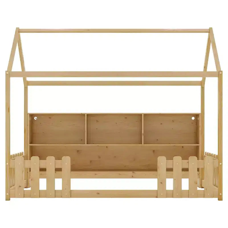 TUYOHW Letto a pavimento singolo per bambini con luce LED, moderno letto Montessori in metallo con libreria portaoggetti e spondine per cameretta