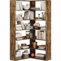 Garvee 6-Tier Corner Bookshelf,L-Shaped Bookshelf with Baffles, Wood Display Shelf Heavy Duty Bookcases for Home Office