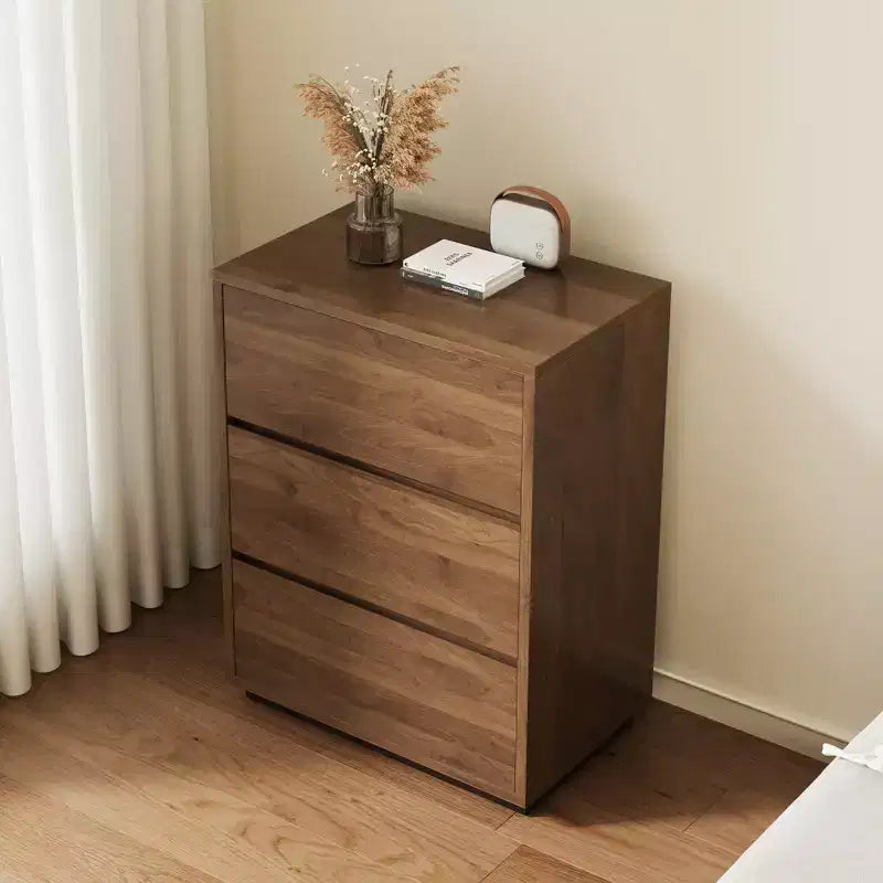 Comò a 3 cassetti Luck Live Modern, Armadio portaoggetti in legno con ampio spazio, Cassettiera da camera minimalista colore noce