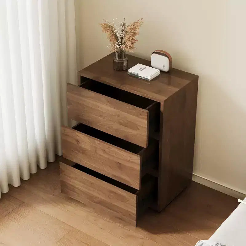 Comò a 3 cassetti Luck Live Modern, Armadio portaoggetti in legno con ampio spazio, Cassettiera da camera minimalista colore noce