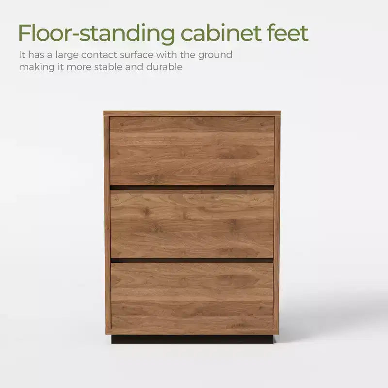 Comò a 3 cassetti Luck Live Modern, Armadio portaoggetti in legno con ampio spazio, Cassettiera da camera minimalista colore noce