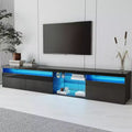 Modern TV Stand with LED Lights for 105 inch TV, TV Storage Cabinet Table with Glass Shelves for Living Room