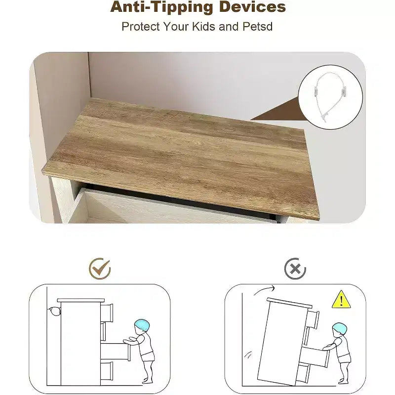 Comò alto da fattoria a 5 cassetti con finitura effetto legno, mobile multiuso per camera da letto, soggiorno, ingresso, montaggio facile, costruzione robusta