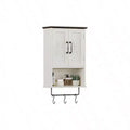Farmhouse Cabinet Bathroom Wall Cabinet with Adjustable Shelf Towel Bar 3 Hooks Over Toilet Storage Cabinet 19.3''L Antique White Brown