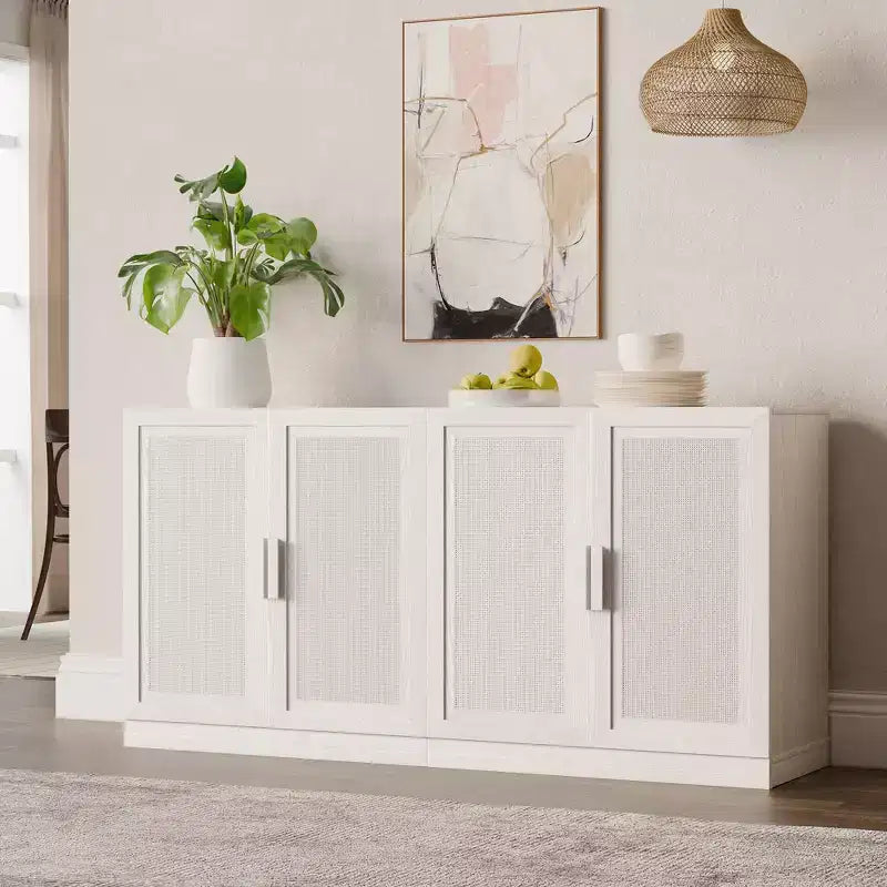 Dovelina Adjustable Hinges Cable Management! Black Sideboard Solves Storage Pain Points