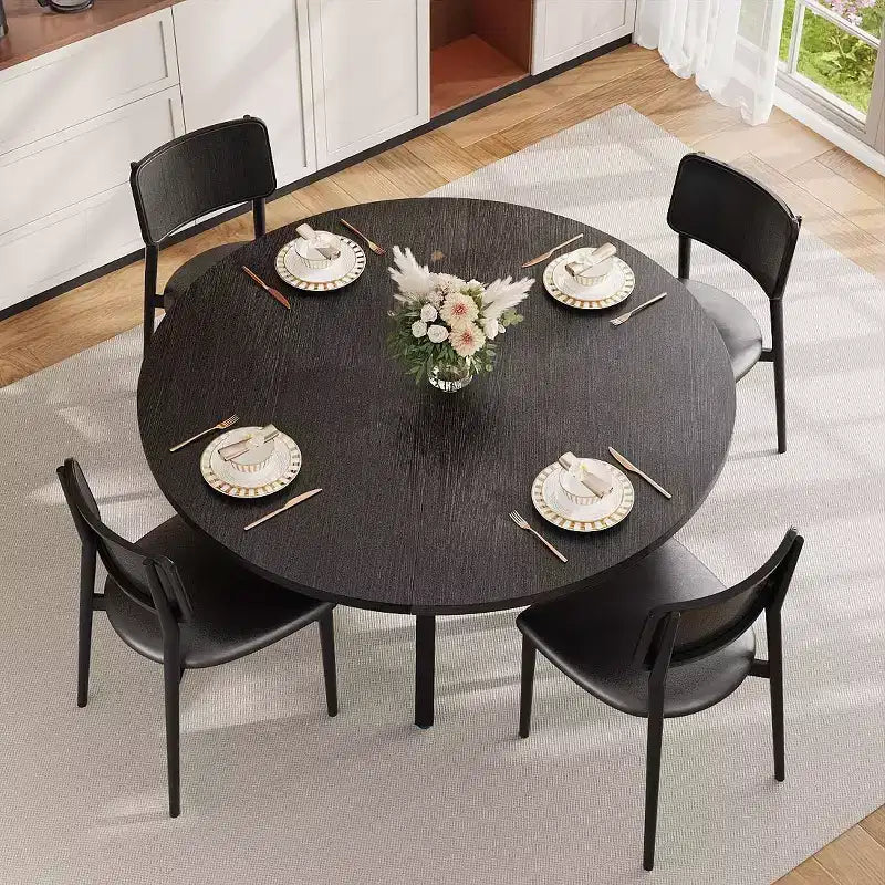 Tavolo da pranzo rotondo GustoWave 47 per 4 persone, tavolo da cucina e sala da pranzo con ripiano portaoggetti