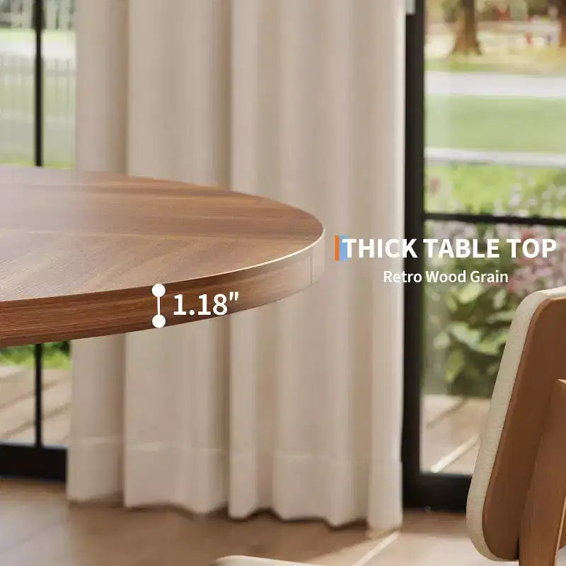 Tavolo da pranzo rotondo COZONY da 47 pollici per 4-6 persone, tavolo da cucina moderno con robusta base a forma di croce e piedini regolabili, tavolo nero per sala da pranzo