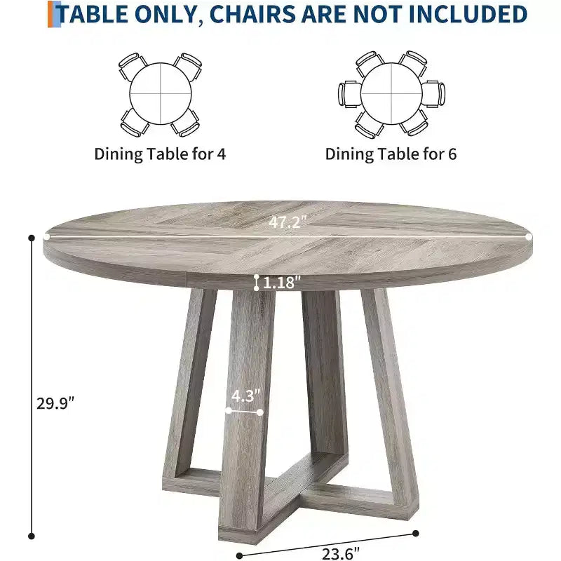 Tavolo da pranzo rotondo COZONY da 47 pollici per 4-6 persone, tavolo da cucina moderno con robusta base a forma di croce e piedini regolabili, tavolo nero per sala da pranzo