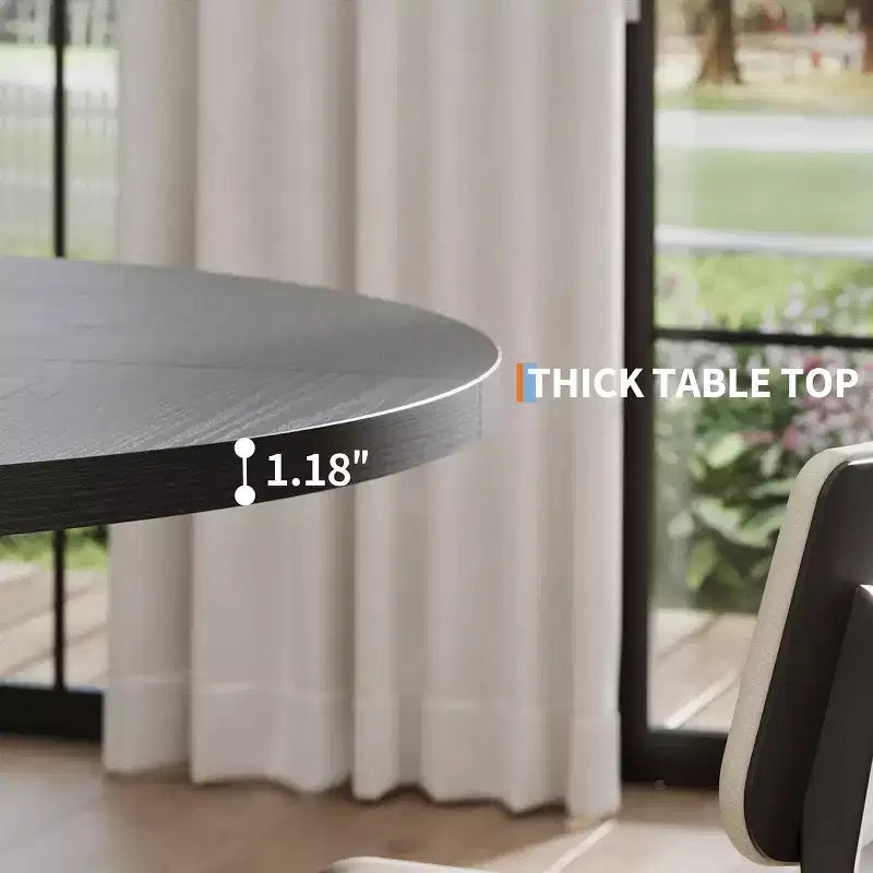 Tavolo da pranzo rotondo COZONY da 47 pollici per 4-6 persone, tavolo da cucina moderno con robusta base a forma di croce e piedini regolabili, tavolo nero per sala da pranzo