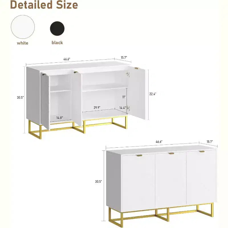 COZONY Madia Moderna con Credenza e Ante a Spina di Pesce, Mobile da Soggiorno con Ripiano Regolabile per Sala da Pranzo, Soggiorno