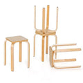 Costway 4 Set Square Backless Stools w/ Rounded Corners & Anti-slip Felt Mats Wooden