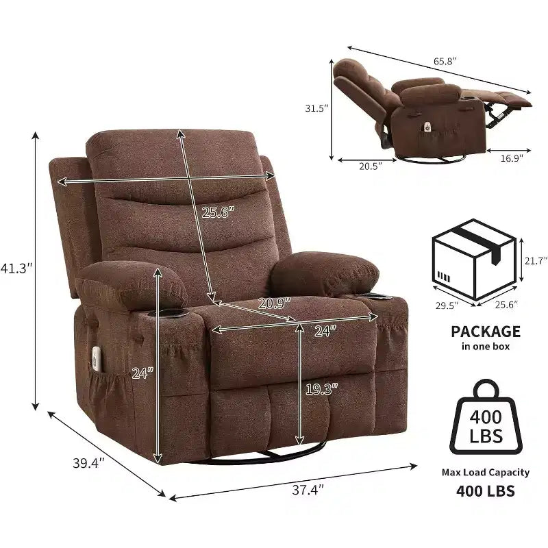 Poltrona reclinabile, Poltrona a dondolo reclinabile manuale oversize, Poltrona a dondolo girevole con portabicchieri, Poltrona reclinabile con massaggio e riscaldamento, Poltrone singole piccole da interno