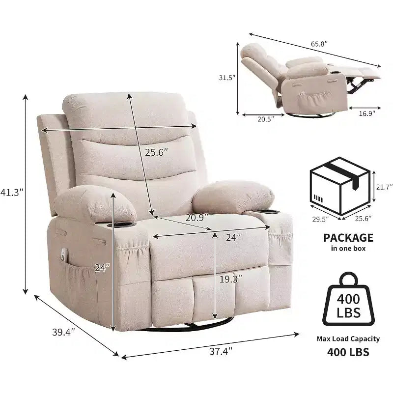 Poltrona reclinabile, Poltrona a dondolo reclinabile manuale oversize, Poltrona a dondolo girevole con portabicchieri, Poltrona reclinabile con massaggio e riscaldamento, Poltrone singole piccole da interno