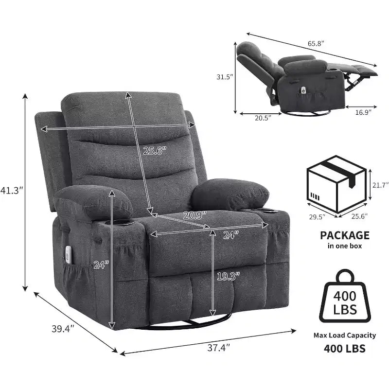 Poltrona reclinabile, Poltrona a dondolo reclinabile manuale oversize, Poltrona a dondolo girevole con portabicchieri, Poltrona reclinabile con massaggio e riscaldamento, Poltrone singole piccole da interno