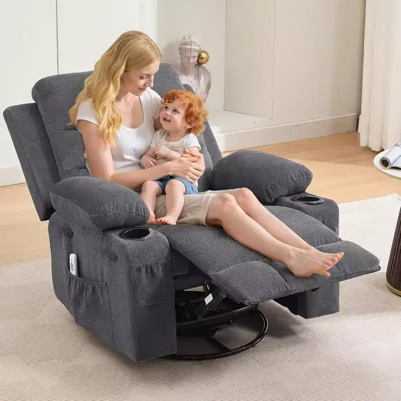 Poltrona reclinabile, Poltrona a dondolo reclinabile manuale oversize, Poltrona a dondolo girevole con portabicchieri, Poltrona reclinabile con massaggio e riscaldamento, Poltrone singole piccole da interno