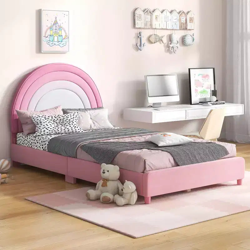 Costway Letto a Piattaforma Singolo per Bambini Imbottito con Doghe in Legno
