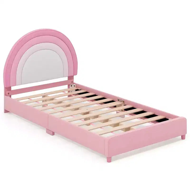 Costway Letto a Piattaforma Singolo per Bambini Imbottito con Doghe in Legno