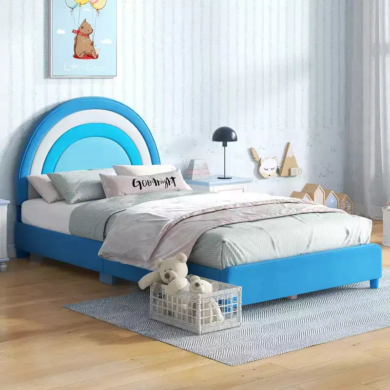 Costway Letto a Piattaforma Singolo per Bambini Imbottito con Doghe in Legno