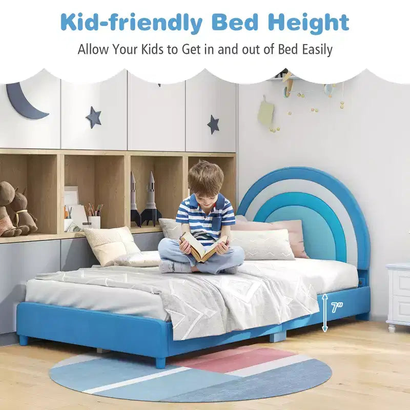 Costway Letto a Piattaforma Singolo per Bambini Imbottito con Doghe in Legno