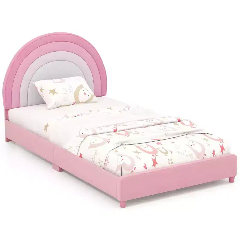 Costway Letto a Piattaforma Singolo per Bambini Imbottito con Doghe in Legno