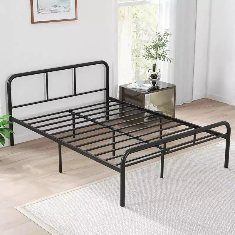Costway Telaio Letto Matrimoniale in Metallo con Testiera e Pediera, Base Letto a Piattaforma, Nero