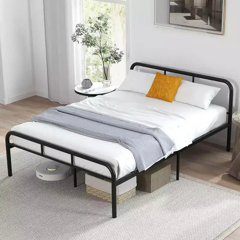 Costway Telaio Letto Matrimoniale in Metallo con Testiera e Pediera, Base Letto a Piattaforma, Nero