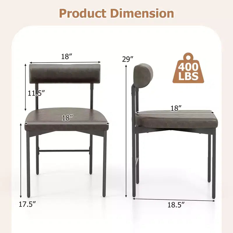 Set di 2 sedie da pranzo Costway in similpelle, con schienale curvo, per cucina