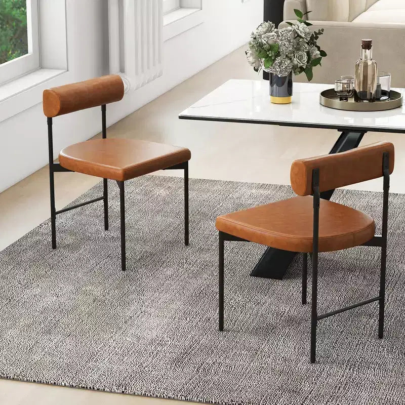 Set di 2 sedie da pranzo Costway in similpelle, con schienale curvo, per cucina