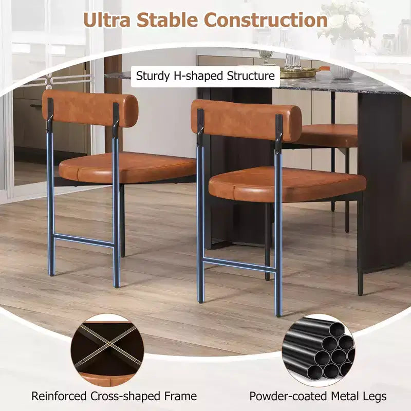 Set di 2 sedie da pranzo Costway in similpelle, con schienale curvo, per cucina
