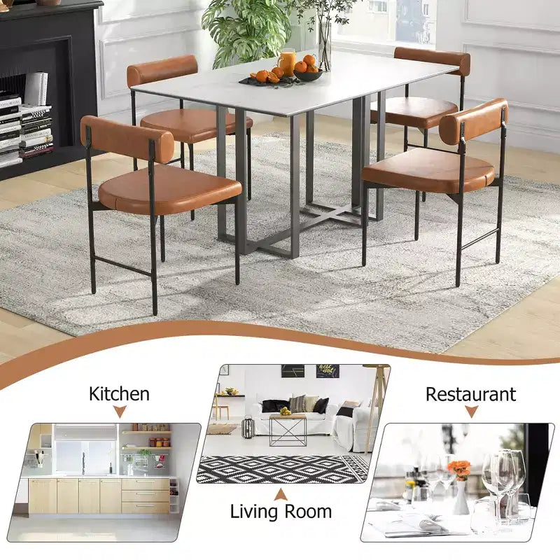Set di 2 sedie da pranzo Costway in similpelle, con schienale curvo, per cucina