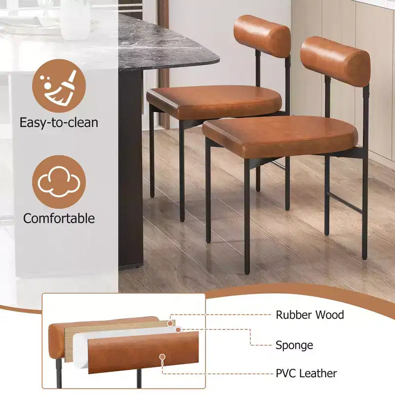 Set di 2 sedie da pranzo Costway in similpelle, con schienale curvo, per cucina