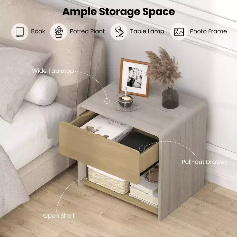 Costway 2 comodini moderni a 2 livelli con cassetto e ripiano aperto