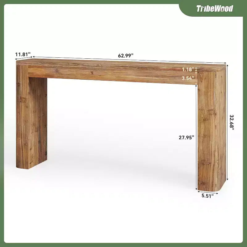 Tribesigns Tavolo consolle da 63 pollici in legno massello, tavolo da divano rustico per ingresso dietro il divano per soggiorno, corridoio, foyer, marrone