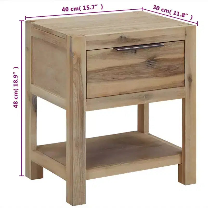 vidaXL Comodino da Notte con Cassetto in Legno Massello di Acacia e Legno Ingegnerizzato