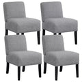 Costway 4PCS Armless Accent Chair w/ Rubber Wood Legs Modern Vanity Chair for Bedroom