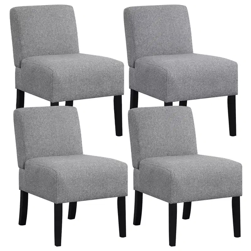 Costway 4PCS Armless Accent Chair w/ Rubber Wood Legs Modern Vanity Chair for Bedroom