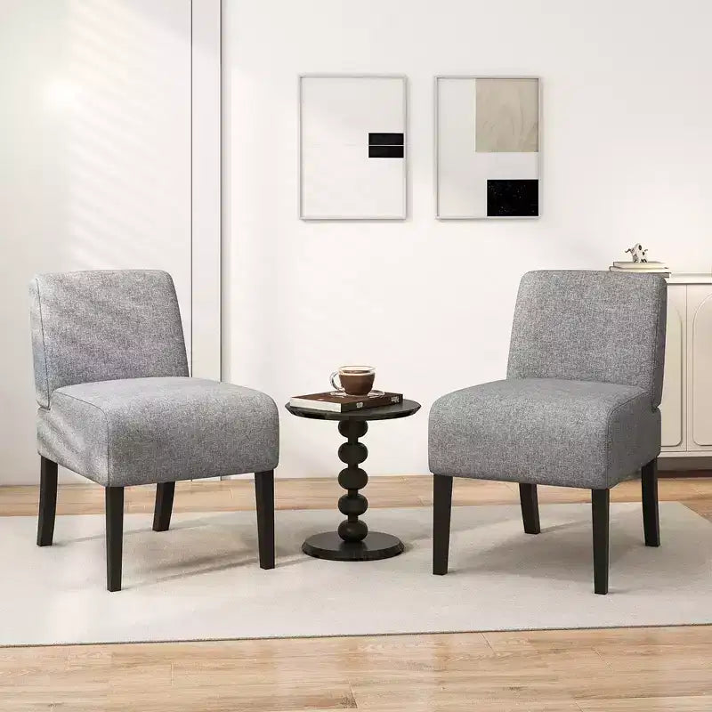 Costway Sedia Accent Senza Braccioli 4 Pezzi con Gambe in Legno di Gomma, Sedia da Toilette Moderna per Camera da Letto