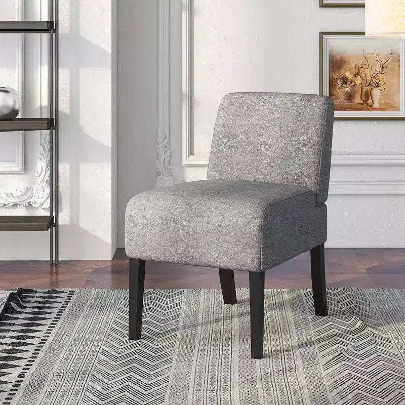 Costway Sedia Accent Senza Braccioli 4 Pezzi con Gambe in Legno di Gomma, Sedia da Toilette Moderna per Camera da Letto