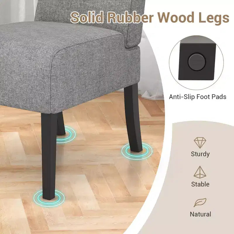 Costway Sedia Accent Senza Braccioli 4 Pezzi con Gambe in Legno di Gomma, Sedia da Toilette Moderna per Camera da Letto