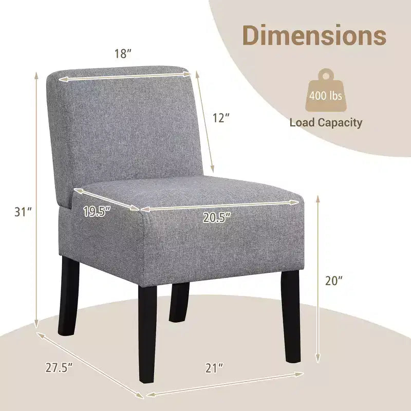 Costway Sedia Accent Senza Braccioli 4 Pezzi con Gambe in Legno di Gomma, Sedia da Toilette Moderna per Camera da Letto