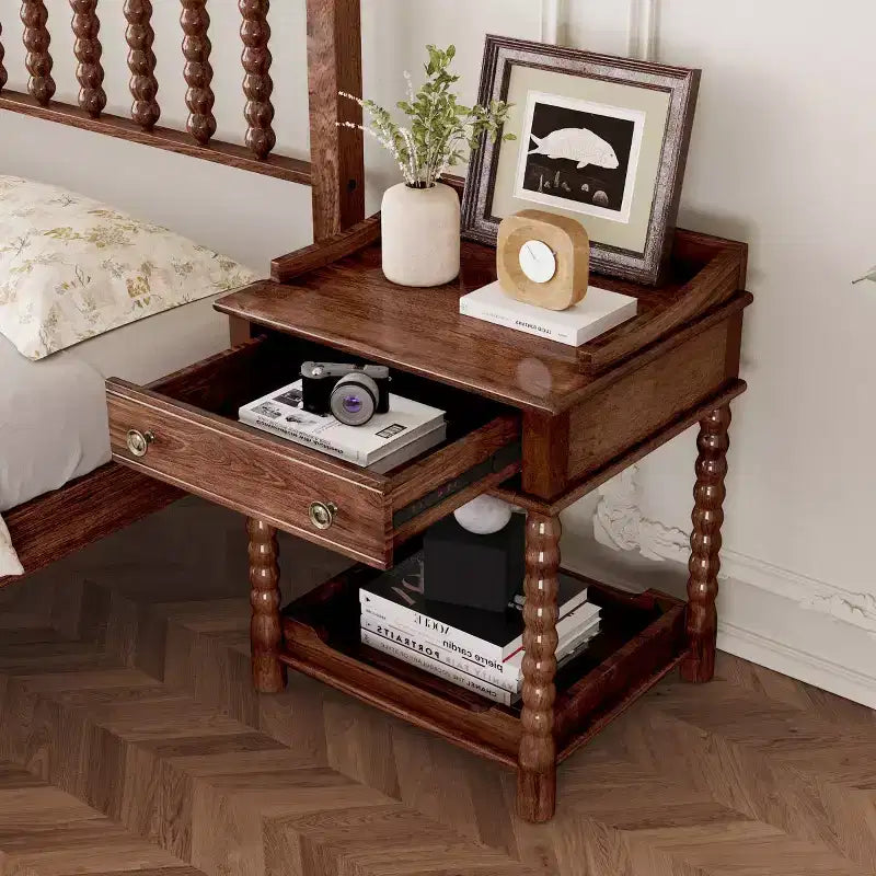 Comodino Moderno di Metà Secolo con Cassetto e Ripiano Aperto, Tavolino Rustico con Contenitore per Camera da Letto o Soggiorno - Panipeachy