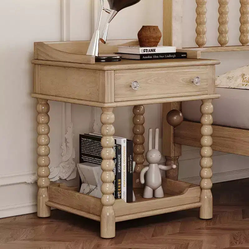 Comodino Moderno di Metà Secolo con Cassetto e Ripiano Aperto, Tavolino Rustico con Contenitore per Camera da Letto o Soggiorno - Panipeachy